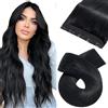 Silk-co Extension Capelli Veri Clip Fascia Unica #1 Nero Scuro Double Weft 90g Capelli Umani Lisci 45cm Clip in Extension Remy Hair 3/4 Full Head