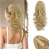 FESHFEN Coda Cavallo Capelli con Pinza, 35 cm Biondo Champagne Ondulati Ricci Sintetici Posticci Claw Clip in Ponytail Extension Capelli per Donna