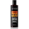 SEVICH Shampoo e balsamo 2 in 1 per uomini neri, formula rinforzante con biotina, ginseng e olio di ricino, pulizia profonda e idratante, 200 ml/6.76fl.oz