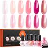 Modelones Smalto per unghie, 6 pezzi, asciugatura rapida, rosa caldo, bianco nude perla, a lunga durata, per salone fai-da-te, regalo per donne e ragazze