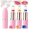 Desing Wish Set di 3 pezzi fiori rossi da labbro, colore trasparente, gelatina rossa, opaco, lunga tenuta, balsamo per labbro, lucidalabbra, rosa, trucco per donne e ragazze regalo