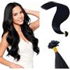Rich Choices Extension Capelli Veri Cheratina Invisibili e Naturali U Tip Pre Bonded Extension Cheratina Capelli Veri 25 Ciocche 35cm 20g #1 Nero
