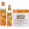 Cantu Crema attivatrice per riccioli al burro di karité, olio di cocco Shine & Hold Mist e crema riparatrice per il condizionamento lascia in comune, set di 3