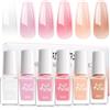 Clawrex Smalto a base d'acqua, 6 colori, smalto per unghie a base d'acqua, ad asciugatura rapida, atossico, senza lampada UV, kit gel per unghie (nude)