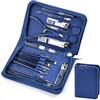 EUIEUT Set Manicure 18 Pezzi Kit Pedicure Manicure Professionale Set Tagliaunghie Kit per La Cura Delle Unghie con Valigetta Blu Kit Strumenti per Manicure Tagliaunghie in Acciaio per Uomini e Donne