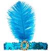Fenisonavy Set di copricapi con piume 2 pezzi in stile retrò anni '20 con paillettes adatto a donne adolescenti e bambini ideale per carnevali feste e matrimoni (Blu Verde, 1 piuma)