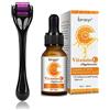 OCHILIMA Derma Roller Microneedling Kit per viso 0,3 mm e siero alla vitamina C con siero viso all'acido ialuronico - 540 Titanium Microneedle Organic Vitamina C 20% siero micro aghi acne cicatrici anti