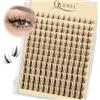 QUEWEL Ciglia finte marroni QUEWEL Lash Fairy (144 pezzi) ciglia a ciuffetti morbide e voluminose, ideali per diversi stili di trucco; facili da applicare a casa, in stile Anime/Manga (modello Manga-B)