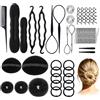 Quorumsg Accessori Capelli Kit, Riutilizzabile Chignon Materiale Accessori Kit, Multifunzionale Forcine per Capelli Set, Hairstyle DIY Tool per Donna Ragazza(Nero)