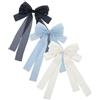 Daleweo 3 Pezzi Fiocchi per Capelli da Donna, Fiocco per Capelli con Fermaglio per Ragazze con Nastro Lungo, Clip Francese Primaverile con Grande Fiocco Morbido ed Elegante, Blu Nero e Beige