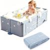 Kingbar Vasca da Bagno Bambini, Vaschetta Bagnetto Neonato Pieghevole, con Tappo di Scarico, Vasca Multifunzione per Bambini 0-8 Anni, Blue