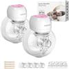 KISSBOBO 1508 Tiralatte Elettrico Indossabile, 193g Leggero, Contenitore 180ml, 3 modalità, 9 livelli, batteria 1200mAh, apertura 27mm, uso senza mani casa, lavoro e viaggio (Rosa 2 pezzos)