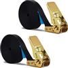 BetterJonny Cinghie a Cricchetto Nero, BetterJonny 2PC x 8M Cinghia di Fissaggio a Cricchetto Cinghie di Tensione da 25MM con Cricchetto Resistenti per Carico 1000 kg per Moto Bicicletta Truck, Totale 16M