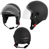 A-Pro Casco Jet Demi Scooter Moto Omologato ECE 22 Visiera Antigraffio Nero Opaco 2XL