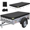 Druuzyl Telo Rimorchio 214x122x13cm Telo Impermeabile Esterno, Telo per Rimorchio Auto Antivento e Antistrappo con Corda per Telo, Adatto a Tutti i Modelli di Rimorchi per Auto da 750 kg