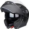 Oubaiya Casco per motociclette a viso pieno, coperchio ribaltabile, casco modulare per motociclette con doppi parasole, per uomini e donne adulti approvato dalla ECE (Nero Matte, M)