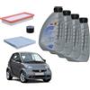 Generico Kit Tagliando Smart 451 dal 2007, Filtri Aria Olio Abitacolo e 4 Litri di Olio Motore Q8 5w30