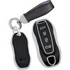 ontto Custodia per chiave auto, con bordo argentato, adatta per Porsche Macan EV 2024 2025 2026 auto elettrica in TPU, custodia per chiavi, portachiavi, accessorio A, colore nero