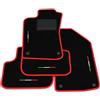 Generico Tappetini compatibili con Alfa Romeo 147 3-5 porte 2000-2010, ricamo bandiera Italia, kit tappetini auto personalizzati, set tappeti in moquette, bordo rosso.