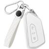 OFF WE GO Custodia Chiave Cover Chiave Guscio Chiavi per VW Golf 8 ID3 ID4 GTI MK8 Seat Leon MK4 Ateca Tarraco Skoda Octavia 8 Coprichiave Macchina Copri Chiavi Telecomando Portachiavi, Argento Bianco