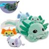 MorisMos Axolotl Peluche 81cm, Menta Axolotl Mamma con 4 Bambino, Notturno Bruciava Realistico Morbido Kawaii Giocattolo di Peluche Regalo per Bambini Compleanno Natale Deco