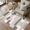 PureCozy Tappeto Salotto 80x150cm Beige Moderno Tappeti Lavabile in Lavatrice Antiscivolo Grande Carpet Cameretta Scendiletto Camera da Letto Ufficio Pelo Corto Morbido Rug Geometrico Carpets
