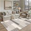 PureCozy Tappeto Salotto 140x200cm Beige Moderno Tappeti Lavabile in Lavatrice Antiscivolo Grande Carpet Cameretta Scendiletto Camera da Letto Ufficio Pelo Corto Morbido Rug Geometrico Carpets