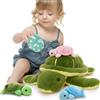 MorisMos Tartaruga Peluche 45cm, Tartaruga Mamma con 4 Bambino, Realistico Morbido Kawaii Giocattolo di Peluche Regalo per Bambini Compleanno Natale Deco