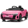 LALAHO Mcchina Elettrica Per Bambini AUDI RS E-tron 12V con Doppi Motori, 3-5km/h Auto Elettrica per Bambini 3-5 Anni, MP3, Sospensioni, Telecomando, rosa