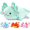 MorisMos Axolotl Peluche 60cm, Menta Axolotl Mamma con 3 Bambino, Realistico Morbido Kawaii Giocattolo di Peluche Regalo per Bambini Compleanno Natale Deco