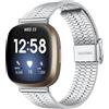 MELEJIA Cinturino Compatibili con Fitbit Versa 4/ Versa 3, Cinturini in Metallo Acciaio Inossidabile, per Fitbit Sense/Sense 2 Regolabile Ricambio Cinturino-Argento