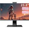 SUKOTOP PC All-in-One 23.8 Touch screen, Core i7 (fino a 3.0 GHz), 16 GB RAM, 512 GB SSD, Webcam Pop-up, WiFi6 Dual Band, Bluetooth 5.3, Mouse e tastiera cablata - Ideale per il telelavoro, l'istruzione