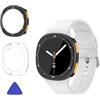 Generisch Custodia in metallo per Samsung Galaxy Watch 8 44 mm, con coperchio posteriore, sollevatore di montaggio e panno in microfibra - antiurto, antigraffio, protezione completa, perfetta vestibilità, (nero