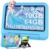 DEERTiME AI Tablet per Bambini Andorid OS Tablets 7 Pollici 10GB RAM + 64GB ROM (TF 1TB), 5G WiFi 6, BT5.0, 8-Core, Controllo Parentale | Doppia Fotocamera | GMS Certificated | GPS | Tablet con Custodia - Blu