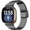 MELEJIA Cinturino Compatibili con Fitbit Versa 4/ Versa 3, Cinturini in Metallo Acciaio Inossidabile, per Fitbit Sense/Sense 2 Regolabile Ricambio Cinturino-Nero