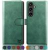 SUANPOT progettazione per Samsung Galaxy S25 Sintetica Cover Blocco RFID Portafoglio Slot CarteSupporto Cellulare Magnetica custodia Pelle per Samsung S25 Verde Chiaro