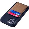Dockem - Custodia a Portafoglio BIO per iPhone 12 Pro Max: Materiali Sensibili, Montaggio Magnetico e 2 Scomparti per Carte di Credito (M2B da 6.7, Nero e Marrone Chiaro)