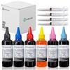 DLMELHOR Kit di inchiostro universale Dye Refill per stampante a getto d'inchiostro EPN Canon HP Brother Lexmark Samsung Dell Kodak, cartuccia ricaricabile CISS CIS System, 6 set di colori, 100 ml per
