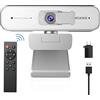 NexiGo Zoom Certificata NexiGo N940P 2K Webcam con Telecomando e Controlli Software | Sensore Sony_Starvis | 1080P@ 60FPS | Zoom 3X | Doppio Microfono Stereo, per Zoom/Skype/Teams/Webex (Argento)