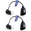 Eonvic Cavo di prolunga da spina a presa europea, 2,5 A/250 V, per elettrodomestici, TV, PC, computer, monitor, fotocamera, laptop (0,3 m, 2 pezzi)