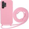 Beajew Custodia per Samsung Galaxy A32 4G Cover con Regolabile Rimovibile Corda da Catena Collana Necklace Antiurto Cordino Collari per Samsung Galaxy A32 4G, Rosa
