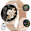 HIRREO Smartwatch Donna, 1.32 AMOLED Orologio Intelligente Donna con Chiamate Bluetooth, 100+ Modalità Sportive Fitness Tracker con 2 Cinturini, Podometro, Smart Watch per Android iOS (Dorato)