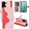 JIUNINE Cover per OnePlus Nord 3 5G, Custodia Libro in Pelle Antiurto Flip Portafoglio Case con TPU Bumper, Supporto Stand, Porta Carte, Fibbia Magnetica per OnePlus Nord 3 5G, Rosa