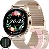 SGDDFIT Smartwatch Chiamate e Risposta Bluetooth, Orologio Fitness Uomo Donna 1,36'' HD Smart Watch Sportivo Activity Fitness Tracker, Sonno Cardiofrequenzimetro Notifiche Messaggi per Android/iOS (Oro)