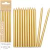 ScrapCooking - 12 Candele lunghe dorate - Candele d'oro per torta di compleanno - Decorazione per bambini adulto, in paraffina con picchi, accessorio per feste e pasticceria - 0348