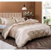 P Pothuiny Set copripiumino in raso, 5 pezzi, per letto matrimoniale/matrimoniale, lussuoso, setoso, color tortora, con chiusura a cerniera, 1 copripiumino e 4 federe (senza piumino)