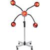 AHSSBSA Cappa asciugacapelli da parrucchiere, 750 W, 5 lampade a infrarossi, temperatura regolabile, base stabile a croce, tubi flessibili regolabili in altezza, 4 ruote universali, per salone, spa