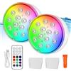 BORDEAG Illuminazione per piscina, luce subacquea con telecomando, 2 pezzi, ricaricabile, luce subacquea, luce LED subacquea, Ip68, impermeabile, 16 colori, luce a LED, illuminazione per laghetti