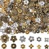 SUNNYCLUE 1 scatola da 360 pezzi, 12 stili, tappi di perle, distanziatori per fiori, in lega tibetana, in metallo, colore argento, oro, bronzo, vintage, per braccialetti fai da te