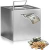 Peelanmall Salvadanaio per adulti in acciaio inox, grande XXL, con manico, non apribile, grande per 10000 euro, in metallo, per bambini (15 cm)